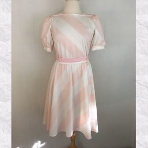 Vintage striped pastel pink dress midi